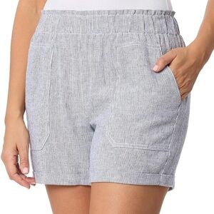 Briggs Women's Linen Blend Pinstriped Navy Shorts